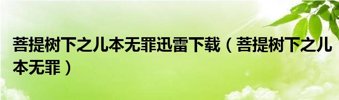 菩提樹下之兒本無罪迅雷下載（菩提樹下之兒本無罪）