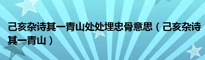 己亥雜詩其一青山處處埋忠骨意思（己亥雜詩其一青山）