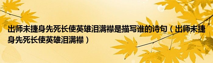 出師未捷身先死長使英雄淚滿襟是描寫誰的詩句（出師未捷身先死長使英雄淚滿襟）