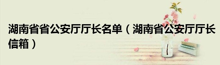 湖南省省公安廳廳長名單（湖南省公安廳廳長信箱）