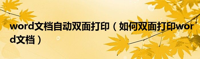 word文檔自動(dòng)雙面打?。ㄈ绾坞p面打印word文檔）