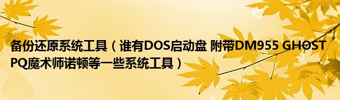 備份還原系統(tǒng)工具（誰(shuí)有DOS啟動(dòng)盤(pán) 附帶DM955 GHOST PQ魔術(shù)師諾頓等一些系統(tǒng)工具）
