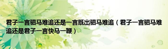 君子一言駟馬難追還是一言既出駟馬難追（君子一言駟馬難追還是君子一言快馬一鞭）