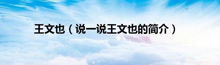 王文也（說一說王文也的簡介）