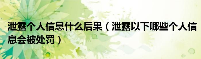 泄露個人信息什么后果（泄露以下哪些個人信息會被處罰）