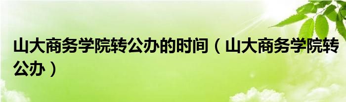 山大商務學院轉公辦的時間（山大商務學院轉公辦）