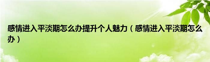 感情進(jìn)入平淡期怎么辦提升個(gè)人魅力（感情進(jìn)入平淡期怎么辦）