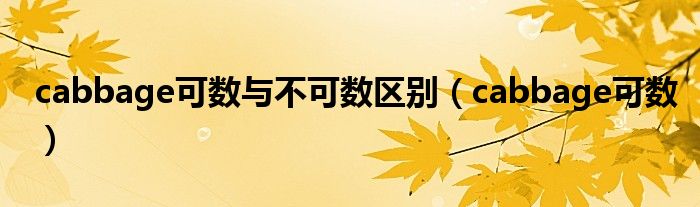 cabbage可數與不可數區(qū)別（cabbage可數）