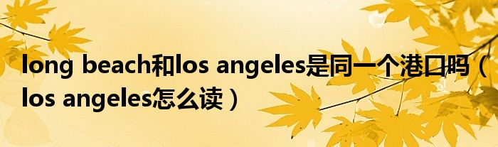 long beach和los angeles是同一個港口嗎（los angeles怎么讀）