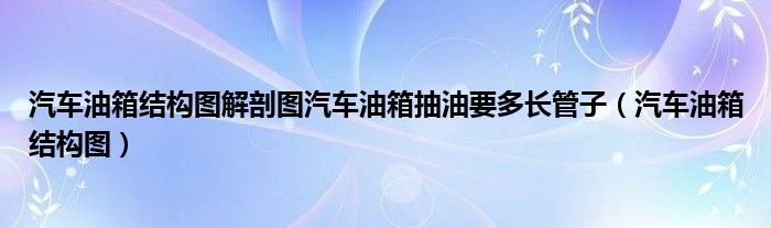 汽車油箱結(jié)構(gòu)圖解剖圖汽車油箱抽油要多長(zhǎng)管子（汽車油箱結(jié)構(gòu)圖）