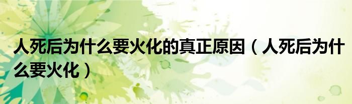 人死后為什么要火化的真正原因（人死后為什么要火化）