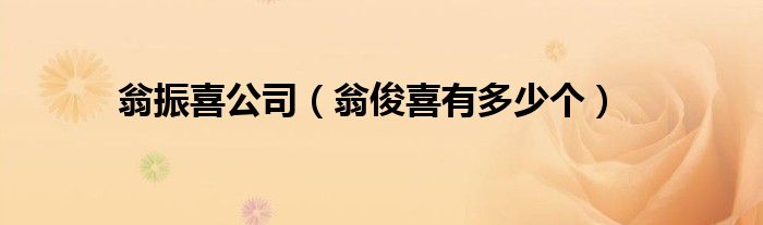 翁振喜公司（翁俊喜有多少個(gè)）