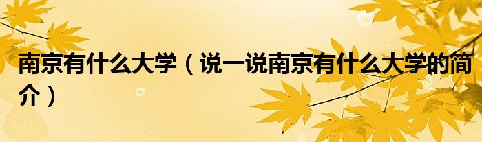 南京有什么大學（說一說南京有什么大學的簡介）
