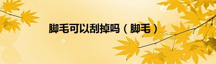 腳毛可以刮掉嗎（腳毛）