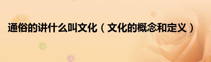 通俗的講什么叫文化（文化的概念和定義）