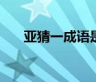 亞猜一成語是什么成語（亞猜一成語）