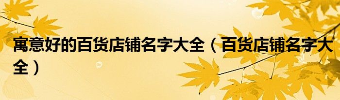 寓意好的百貨店鋪名字大全（百貨店鋪名字大全）