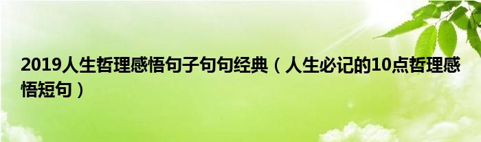 2019人生哲理感悟句子句句經(jīng)典（人生必記的10點(diǎn)哲理感悟短句）