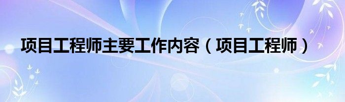 項目工程師主要工作內(nèi)容（項目工程師）