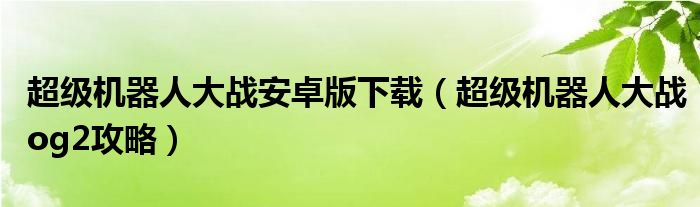 超級(jí)機(jī)器人大戰(zhàn)安卓版下載（超級(jí)機(jī)器人大戰(zhàn)og2攻略）