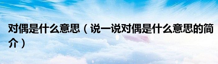 對(duì)偶是什么意思（說一說對(duì)偶是什么意思的簡(jiǎn)介）