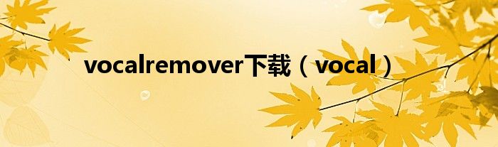 vocalremover下載（vocal）