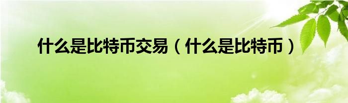 什么是比特幣交易（什么是比特幣）