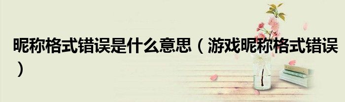 昵稱格式錯誤是什么意思（游戲昵稱格式錯誤）