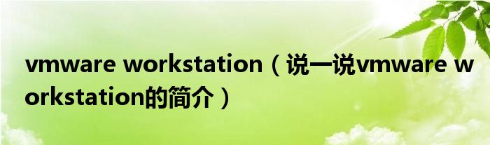 vmware workstation（說一說vmware workstation的簡介）