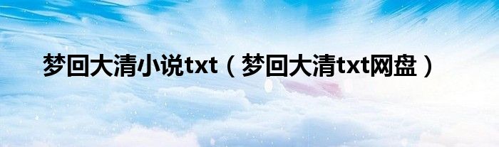 夢回大清小說txt（夢回大清txt網盤）