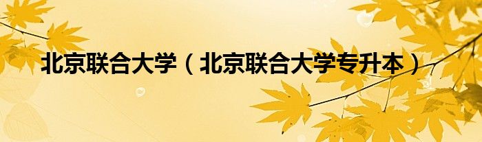 北京聯(lián)合大學(xué)（北京聯(lián)合大學(xué)專升本）