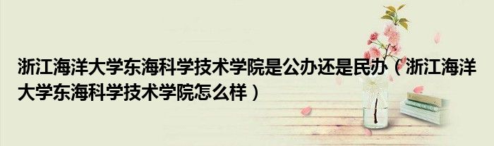 浙江海洋大學(xué)東海科學(xué)技術(shù)學(xué)院是公辦還是民辦（浙江海洋大學(xué)東?？茖W(xué)技術(shù)學(xué)院怎么樣）