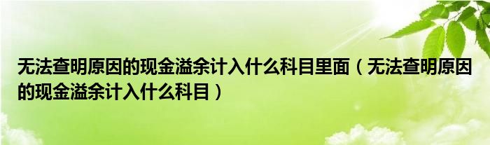 無(wú)法查明原因的現(xiàn)金溢余計(jì)入什么科目里面（無(wú)法查明原因的現(xiàn)金溢余計(jì)入什么科目）