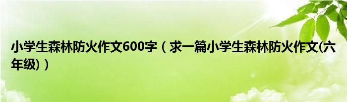 小學(xué)生森林防火作文600字（求一篇小學(xué)生森林防火作文(六年級)）