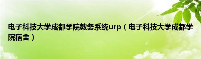 電子科技大學(xué)成都學(xué)院教務(wù)系統(tǒng)urp（電子科技大學(xué)成都學(xué)院宿舍）