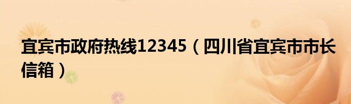 宜賓市政府熱線12345（四川省宜賓市市長信箱）