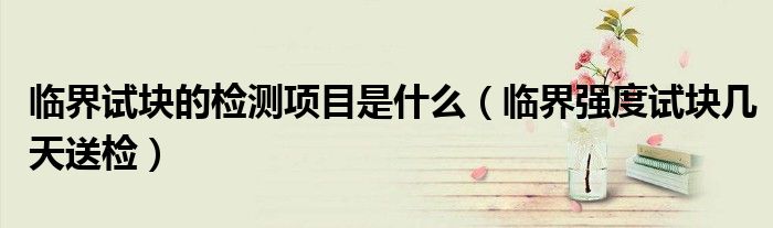 臨界試塊的檢測項目是什么（臨界強度試塊幾天送檢）