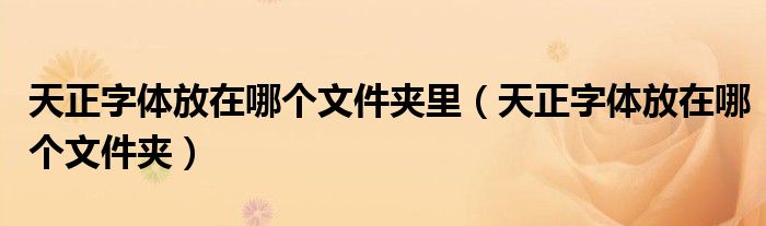 天正字體放在哪個(gè)文件夾里（天正字體放在哪個(gè)文件夾）