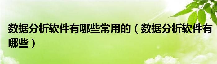 數(shù)據(jù)分析軟件有哪些常用的（數(shù)據(jù)分析軟件有哪些）