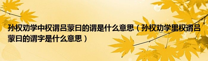 孫權(quán)勸學(xué)中權(quán)謂呂蒙曰的謂是什么意思（孫權(quán)勸學(xué)里權(quán)謂呂蒙曰的謂字是什么意思）