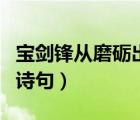 寶劍鋒從磨礪出梅花香自苦寒來（關(guān)于堅持的詩句）