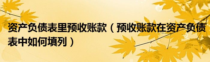 資產負債表里預收賬款（預收賬款在資產負債表中如何填列）