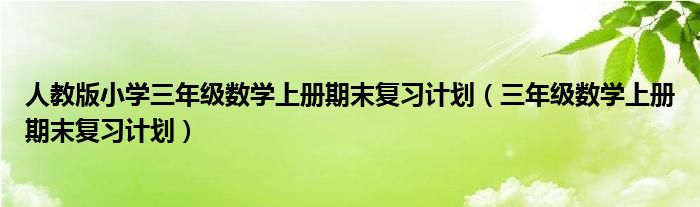 人教版小學(xué)三年級(jí)數(shù)學(xué)上冊(cè)期末復(fù)習(xí)計(jì)劃（三年級(jí)數(shù)學(xué)上冊(cè)期末復(fù)習(xí)計(jì)劃）