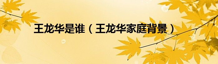 王龍華是誰（王龍華家庭背景）