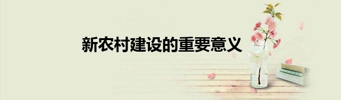 新農(nóng)村建設(shè)的重要意義