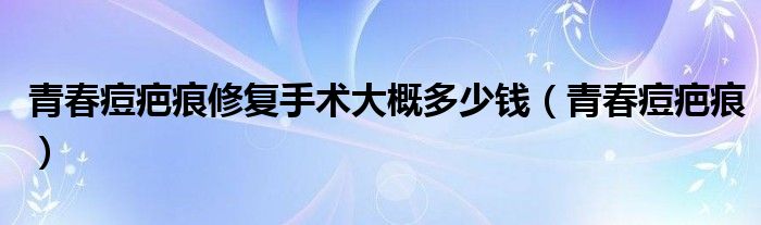 青春痘疤痕修復(fù)手術(shù)大概多少錢（青春痘疤痕）