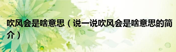 吹風(fēng)會(huì)是啥意思（說一說吹風(fēng)會(huì)是啥意思的簡(jiǎn)介）