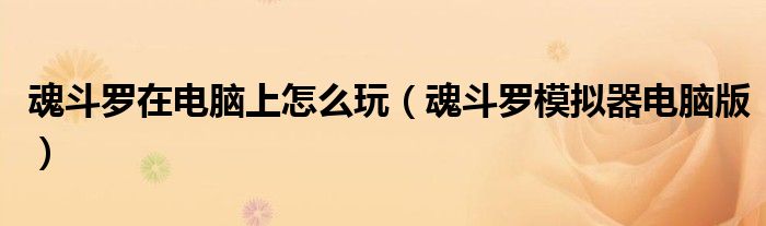 魂斗羅在電腦上怎么玩（魂斗羅模擬器電腦版）