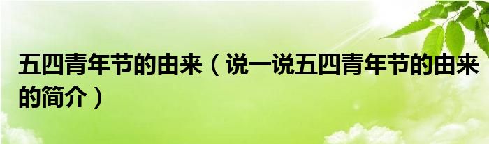 五四青年節(jié)的由來（說一說五四青年節(jié)的由來的簡介）