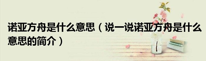 諾亞方舟是什么意思（說一說諾亞方舟是什么意思的簡介）